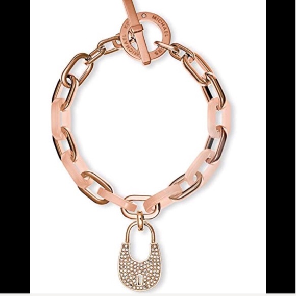 Ships TODAY 💕 24HR DROP ⬇️ 🎁 ⬇️ Michael Kors Rose Gold & Blush Lock Bracelet - Picture 3 of 5